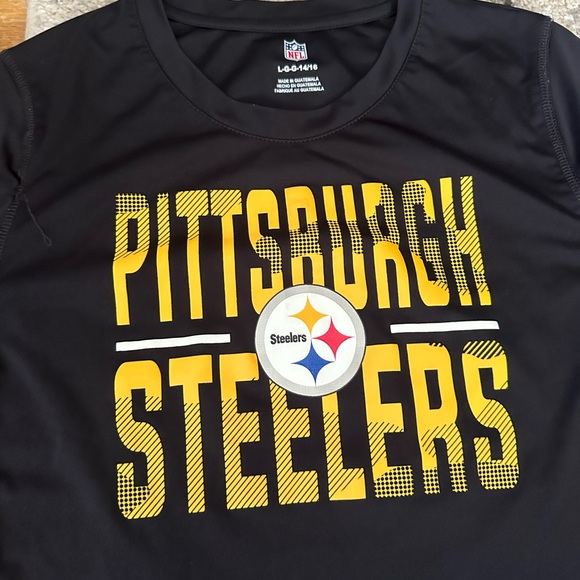 EUC Youth Pittsburgh Steelers Style Shirt size L (14-16) black yellow‎ - Picture 2 of 5